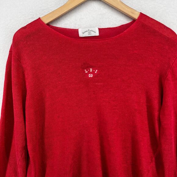 UNITED KNITWEAR Sweater Womens M Linen LBI 03 LONG BEACH ISLAND Pullover Red - Picture 3 of 16